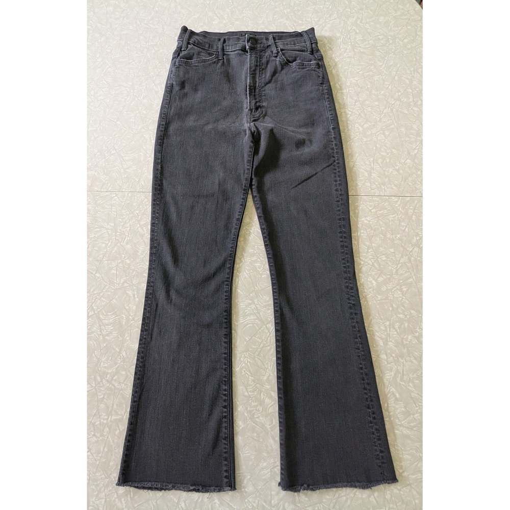 MOTHER Hustler Ankle Fray Jeans Not Guilty Washed Black Flare Size 26 - Picture 2 of 12